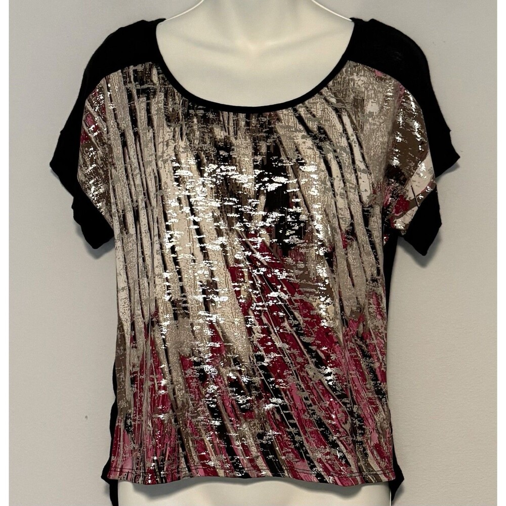 Vintage 90s iZ Byer Top Sz Medium Black Metallic Going-Out Party